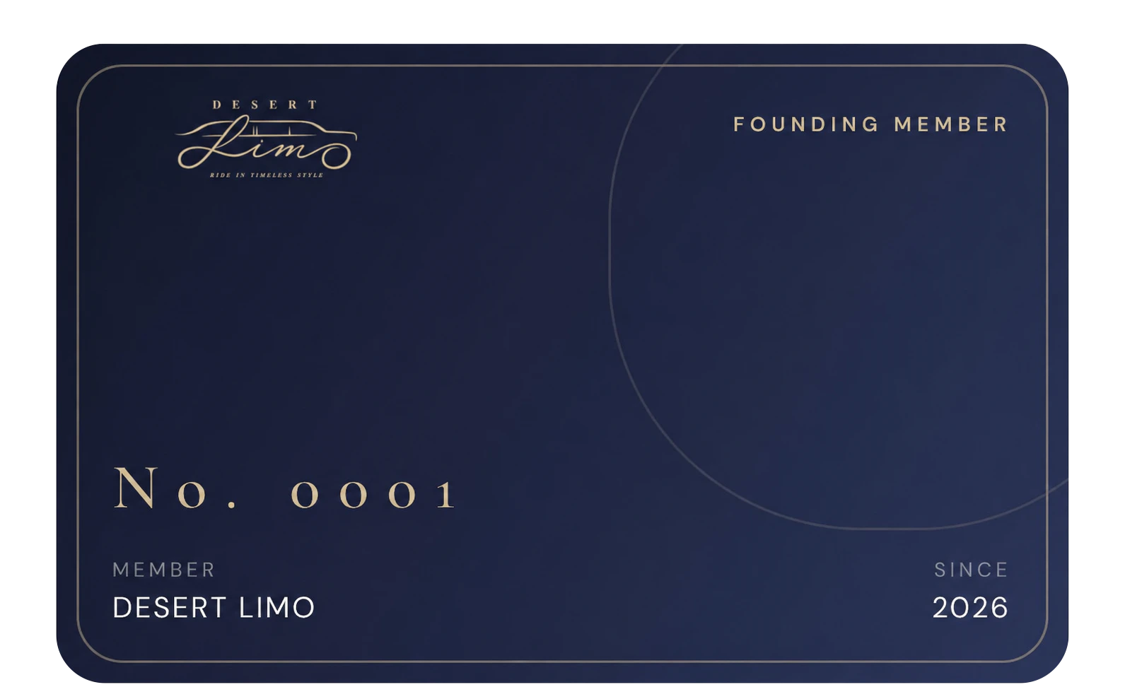 Desert Limo founding membership card
